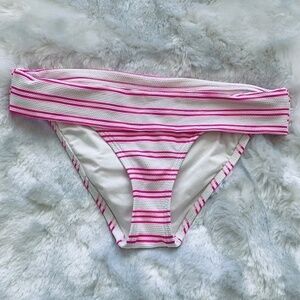 NEW Victoria’s Secret Hot Pink Striped Fold Over Bikini Swimsuit Bottoms Small